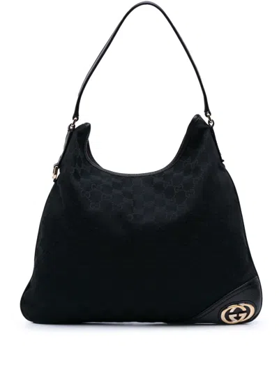 Pre-owned Gucci 2000-2015 Gg Canvas New Britt Hobo Bag In Black