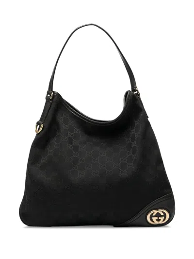 Pre-owned Gucci 2000-2015 Gg Canvas New Britt Hobo Bag In Black