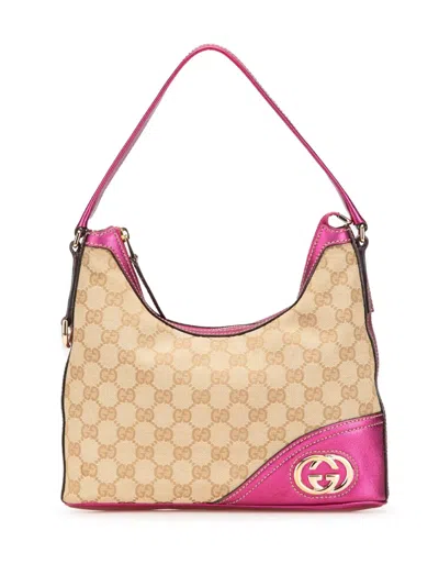 Pre-owned Gucci 2000-2015 Gg Canvas New Britt Shoulder Bag In Pink