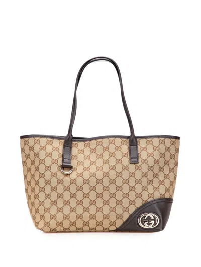 Pre-owned Gucci 2000-2015 Gg Canvas New Britt Tote Bag