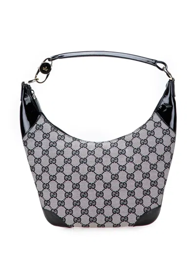 Pre-owned Gucci 2000-2015 Gg Canvas O Ring Hobo Bag In Black