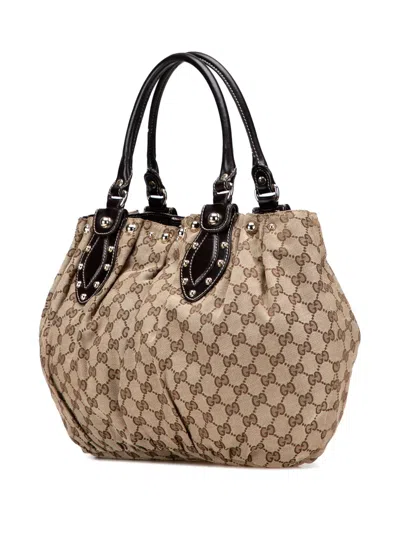 Pre-owned Gucci 2000-2015 Gg Canvas Pelham Tote Bag In Brown