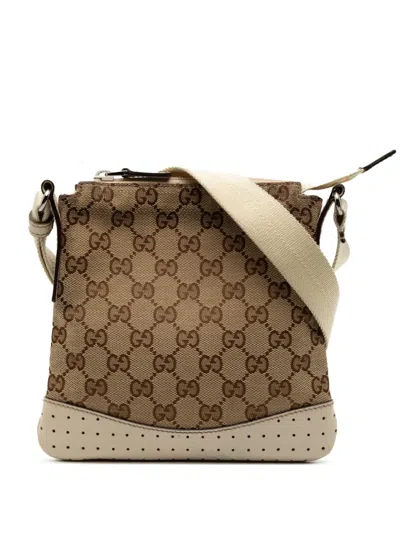 Pre-owned Gucci 2000-2015 Gg Canvas Perforated Crossbody Bag In Brown