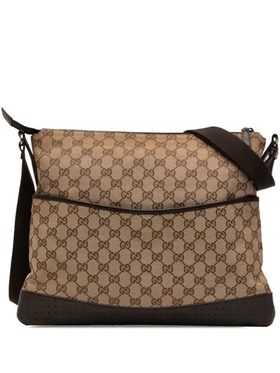 Pre-owned Gucci 2000-2015 Gg Canvas Perforated Crossbody Bag In Brown
