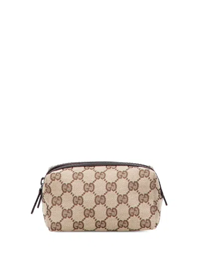 Pre-owned Gucci 2000-2015 Gg Canvas Pouch In Brown