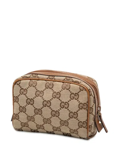 Pre-owned Gucci 2000-2015 Gg Canvas Pouch In Brown
