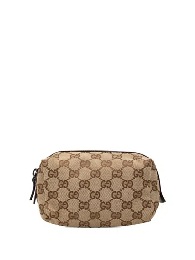Pre-owned Gucci 2000-2015 Gg Canvas Pouch In Brown