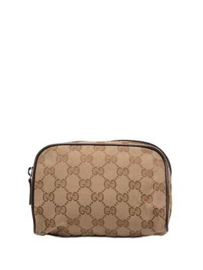 Pre-owned Gucci 2000-2015 Gg Canvas Pouch In Brown
