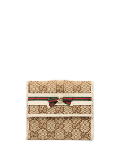 Pre-owned Gucci 2000-2015 Gg Canvas Princy Compact Wallet Small Wallets In Brown