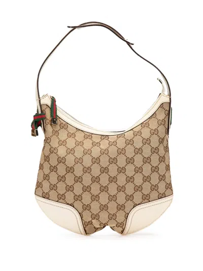 Pre-owned Gucci 2000-2015 Gg Canvas Princy Hobo Bag In Brown