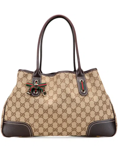 Pre-owned Gucci 2000-2015 Gg Canvas Princy Tote Bag In Brown