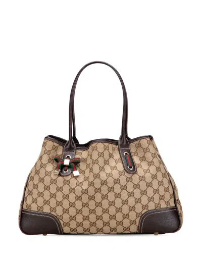 Pre-owned Gucci 2000-2015 Gg Canvas Princy Tote Bag In Brown