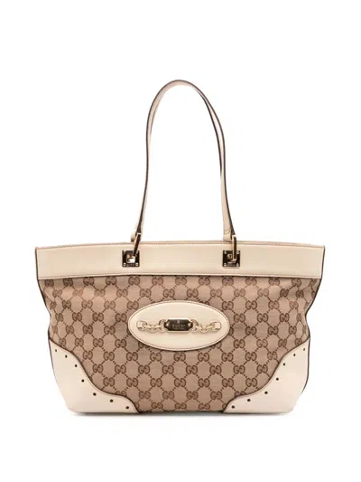 Pre-owned Gucci 2000-2015 Gg Canvas Punch Tote Bag In Brown