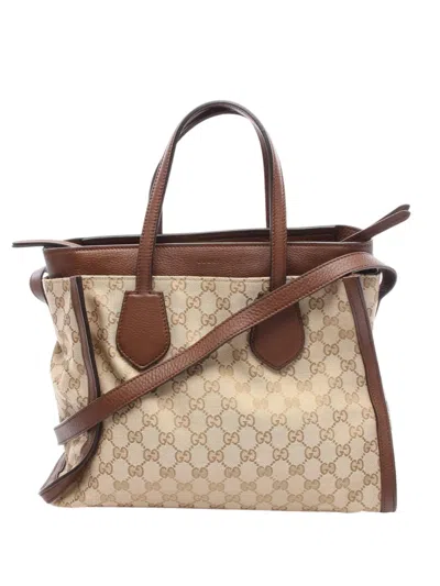 Pre-owned Gucci 2000-2015 Gg Canvas Ramble Layered Satchel In Brown