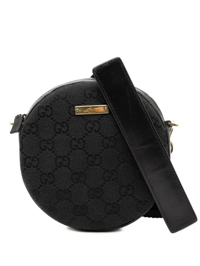 Pre-owned Gucci 2000-2015 Gg Canvas Round Crossbody Bag In Black