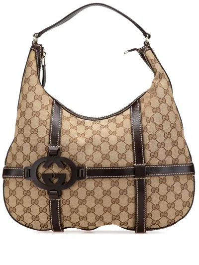 Pre-owned Gucci 2000-2015 Gg Canvas Royal Hobo Bag In Brown