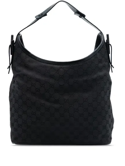Pre-owned Gucci 2000-2015 Gg Canvas Shoulder Bag In Black