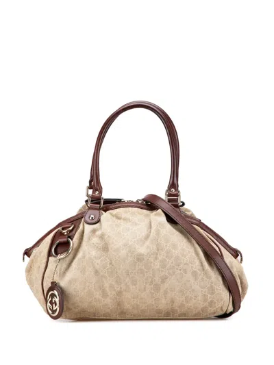 Pre-owned Gucci 2000-2015 Gg Canvas Sukey Satchel In Brown