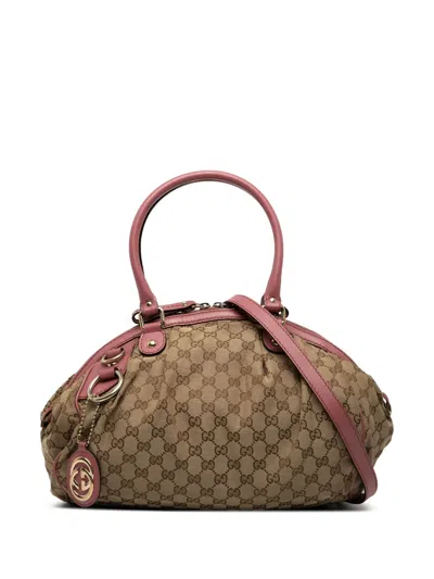 Pre-owned Gucci 2000-2015 Gg Canvas Sukey Satchel In Brown