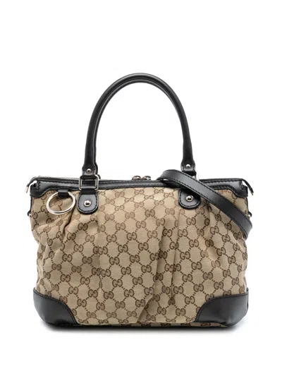 Pre-owned Gucci 2000-2015 Gg Canvas Sukey Satchel In Brown