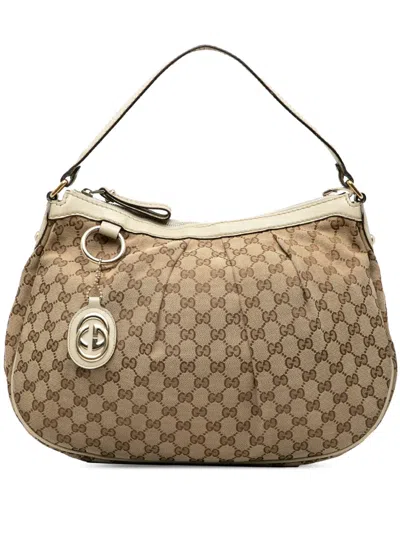 Pre-owned Gucci 2000-2015 Gg Canvas Sukey Shoulder Bag In Brown