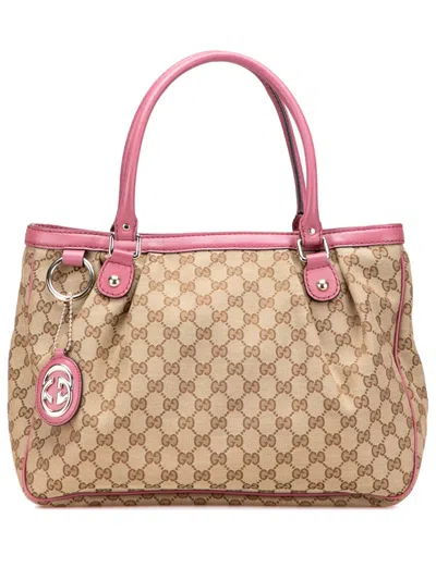 Pre-owned Gucci 2000-2015 Gg Canvas Sukey Tote Bag In Brown