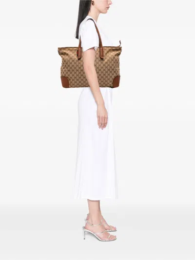Pre-owned Gucci 2000-2015 Gg Canvas Tote Bag In Brown