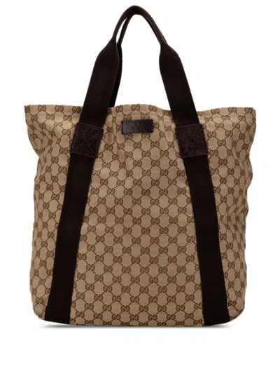 Pre-owned Gucci 2000-2015 Gg Canvas Tote Bag In 褐色