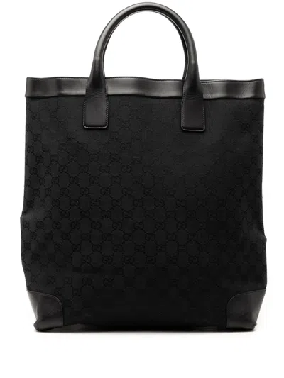 Pre-owned Gucci 2000-2015 Gg Canvas Tote Bag In Black