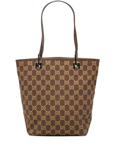 Pre-owned Gucci 2000-2015 Gg Canvas Tote Bag In Brown