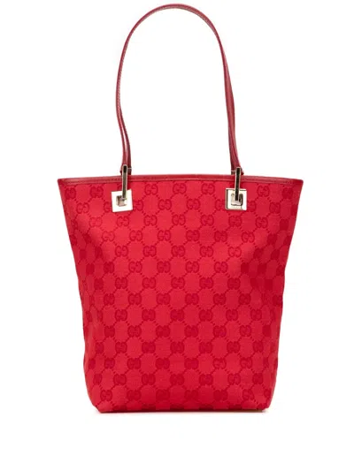 Pre-owned Gucci 2000-2015 Gg Canvas Tote Bag In Red