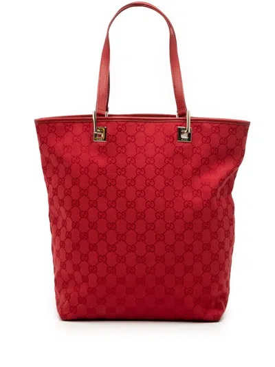 Pre-owned Gucci 2000-2015 Gg Canvas Tote Bag In Red