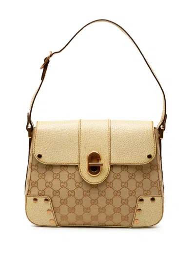 Pre-owned Gucci 2000-2015 Gg Canvas Turnlock Shoulder Bag In Brown