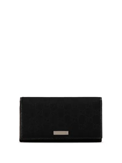 Pre-owned Gucci 2000-2015 Gg Canvas Wallet Long Wallets In Black