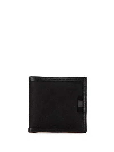 Pre-owned Gucci 2000-2015 Gg Canvas Web Bifold Wallet Small Wallets In Black