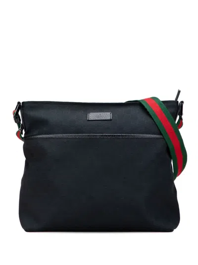 Pre-owned Gucci 2000-2015 Gg Canvas Web Crossbody Bag In Black