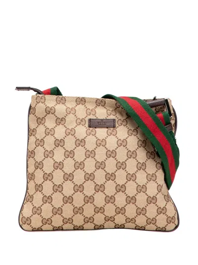 Pre-owned Gucci 2000-2015 Gg Canvas Web Crossbody Bag In Brown