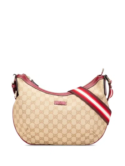 Pre-owned Gucci 2000-2015 Gg Canvas Web Crossbody Bag In Brown