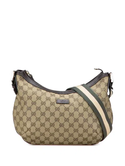 Pre-owned Gucci 2000-2015 Gg Canvas Web Crossbody Bag In Brown