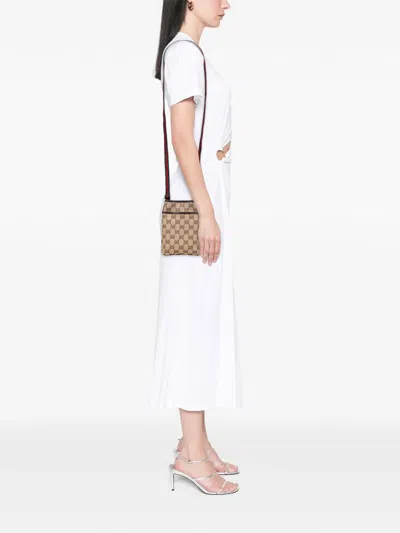 Pre-owned Gucci 2000-2015 Gg Canvas Web Crossbody Bag In Brown