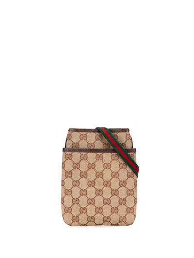 Pre-owned Gucci 2000-2015 Gg Canvas Web Crossbody Bag In Brown