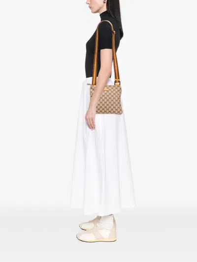Pre-owned Gucci 2000-2015 Gg Canvas Web Crossbody Bag In Brown