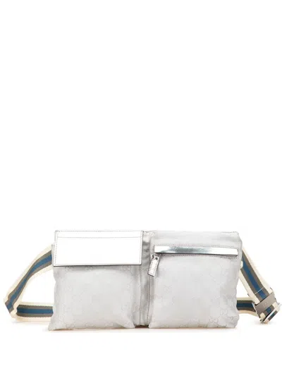 Pre-owned Gucci 2000-2015 Gg Canvas Web Double Pocket Belt Bag