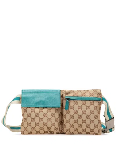 Pre-owned Gucci 2000-2015 Gg Canvas Web Double Pocket Belt Bag