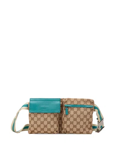 Pre-owned Gucci 2000-2015 Gg Canvas Web Double Pocket Belt Bag