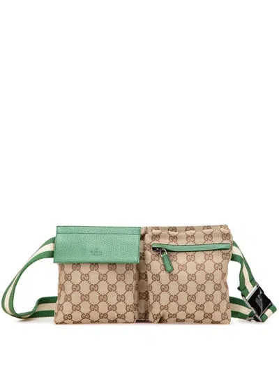 Pre-owned Gucci 2000-2015 Gg Canvas Web Double Pocket Belt Bag
