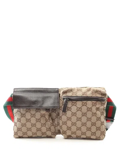 Pre-owned Gucci 2000-2015 Gg Canvas Web Double Pocket Belt Bag