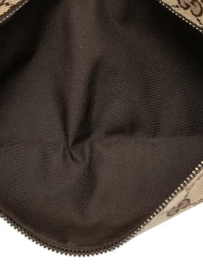 Pre-owned Gucci 2000-2015 Gg Canvas Web Double Pocket Belt Bag In Brown