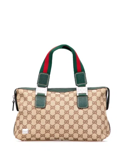 Pre-owned Gucci 2000-2015 Gg Canvas Web Pop Handbag In Brown