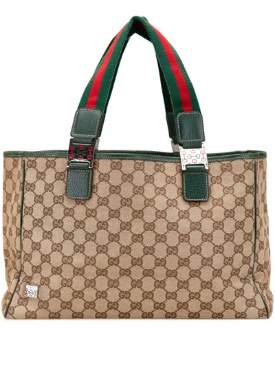 Pre-owned Gucci 2000-2015 Gg Canvas Web Pop Tote Bag